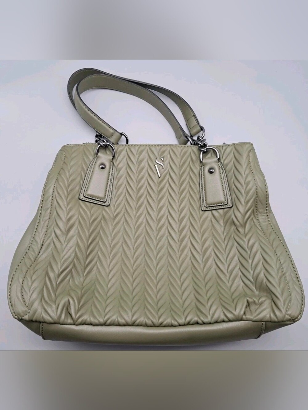 Simply Vera Wang Olive Green Satchel Handbag Purse Pocketbook Ruched Moss NWOT